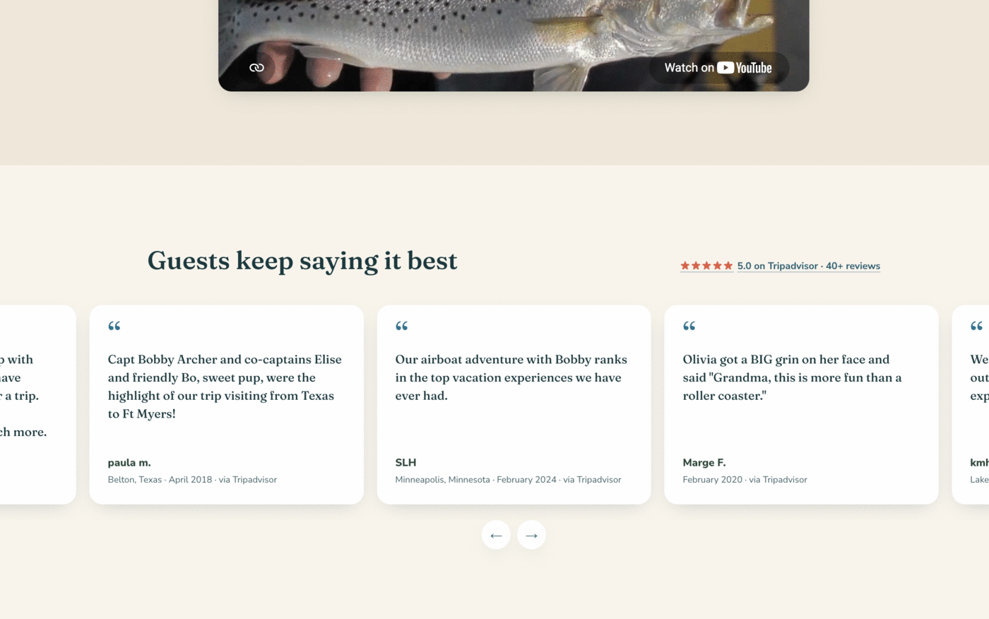 Reviews surfaced on-site (5.0 across 40 on Tripadvisor)