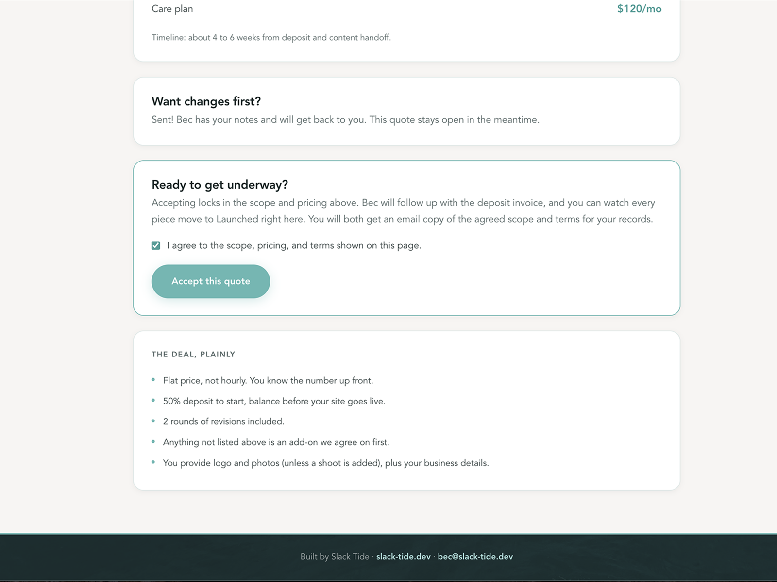 Click-wrap acceptance: checkbox gating the Accept button