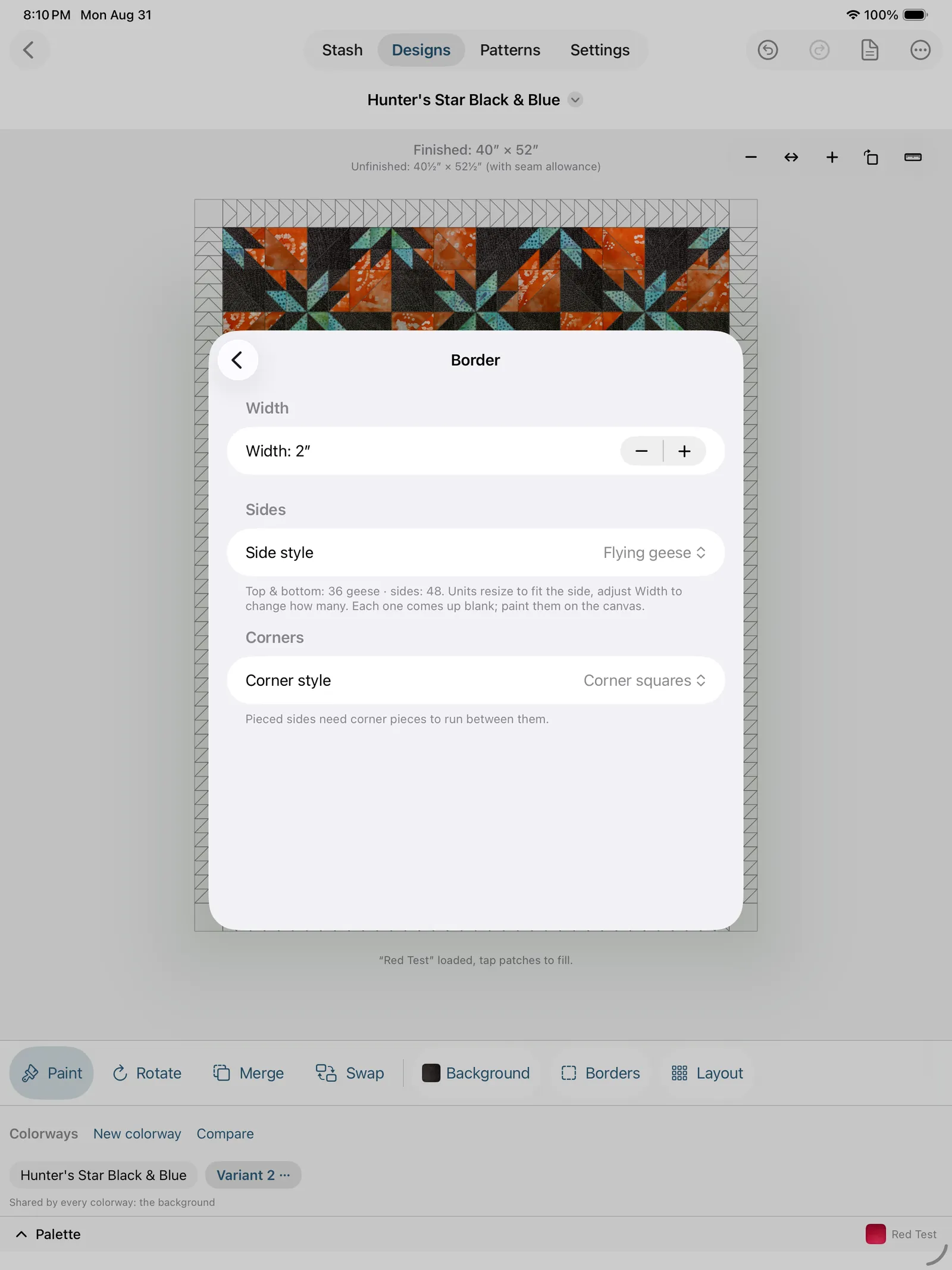 A border's settings